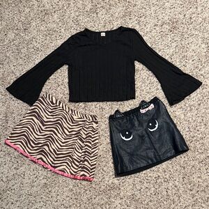 Girls size 7/8 skirt bundle with black top